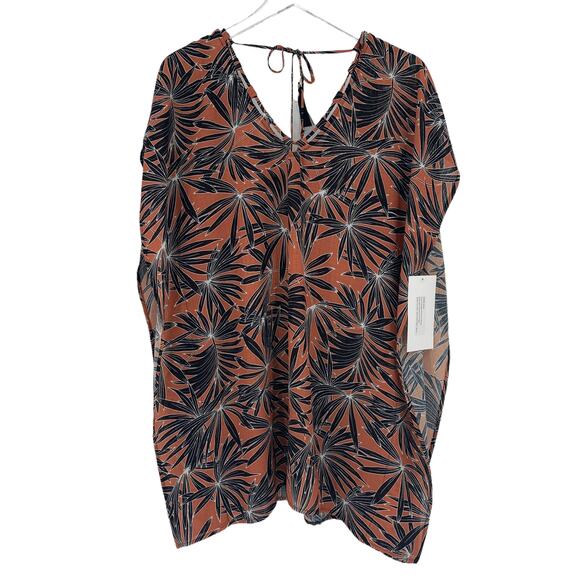 2/$30 FORTUNE Swimwear Cover Up One Size Luisa Looped Front Palm Deep Sienna - Picture 5 of 8